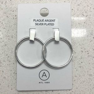 Silver Stud Hoop Earrings